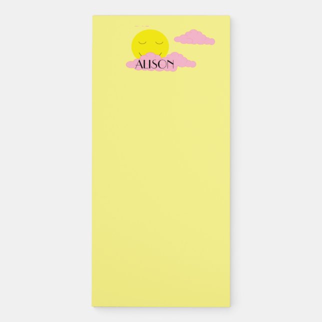 Rising Sun with Pink Clouds: Yellow Magnetic Notepad (Front)