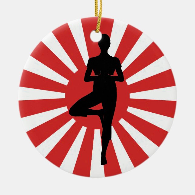 rising sun  yoga 3 ceramic ornament (Front)