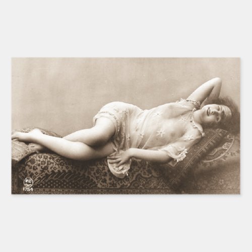 Risque Flapper Girl 1920s French Photo Rectangular Sticker
