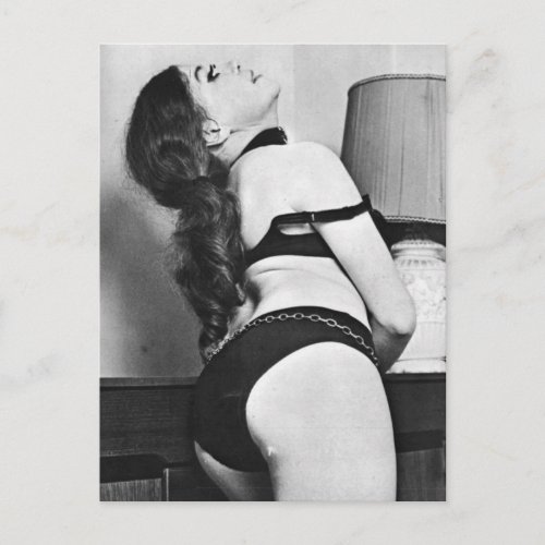 Risque vintage lingerie model postcard