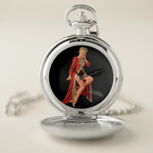 Risque  Vintage pin up girl      Pocket Watch