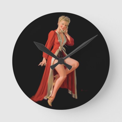 Risque  Vintage pin up girl       Round Clock
