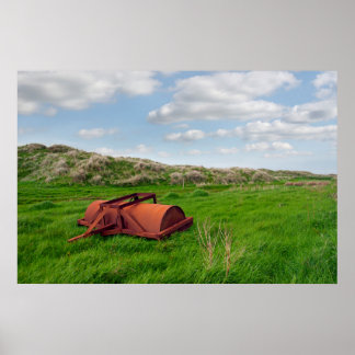risty abandoned agricultural heavy roller poster