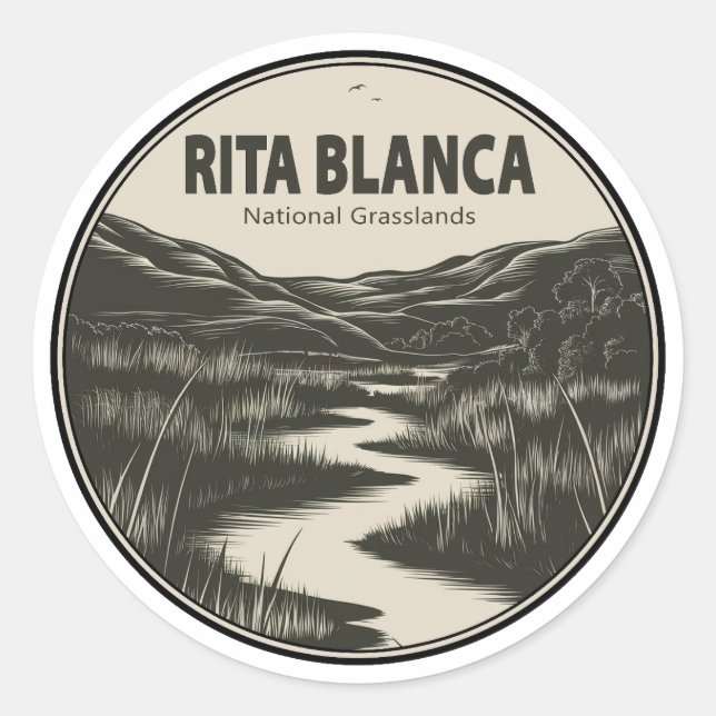 Rita Blanca National Grasslands Stream Classic Round Sticker (Front)