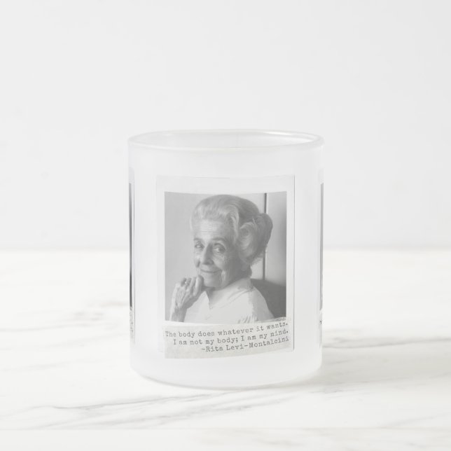 Rita Levi-Montalcini Quote Women in Science Frosted Glass Coffee Mug (Center)