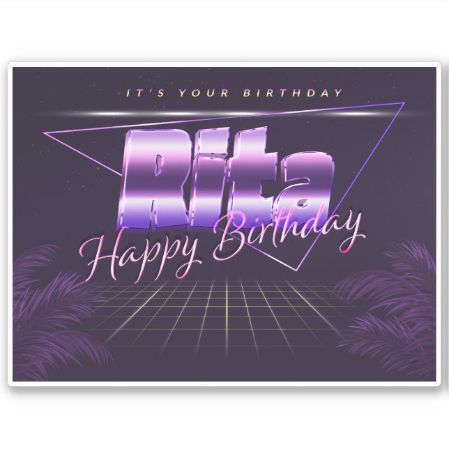 Rita Name First name lila retro Sticker Birthday (Front)