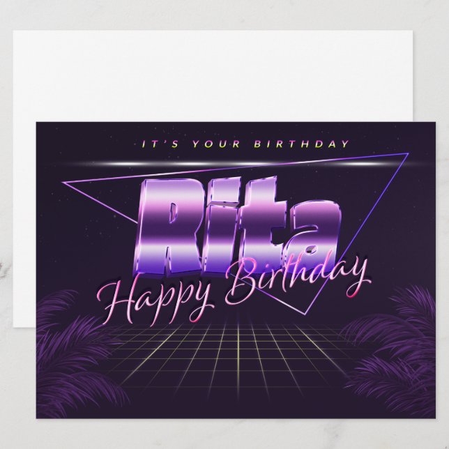 Rita Name First name pura retro card Birthday (Front/Back)