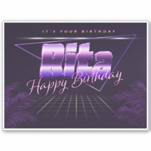 Rita name first name purple retro sticker birthday