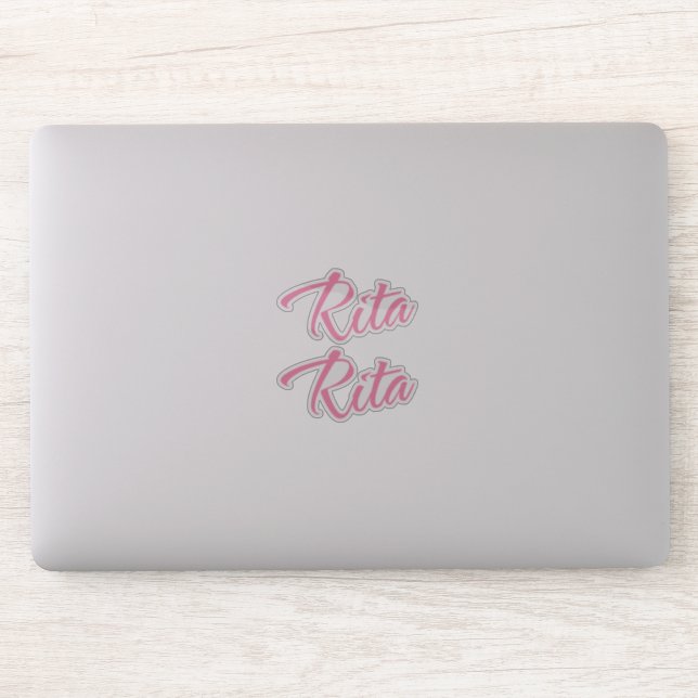 Rita name pink cursive x2 sticker | Zazzle