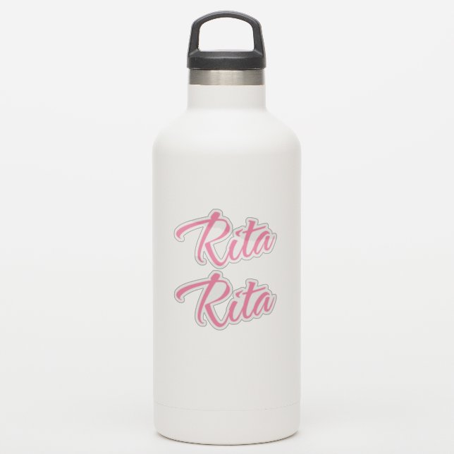 Rita name pink cursive x2 sticker | Zazzle