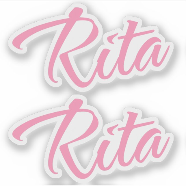 Rita name pink cursive x2 sticker | Zazzle
