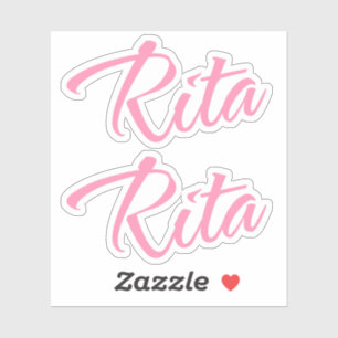 Rita name pink cursive x2 sticker