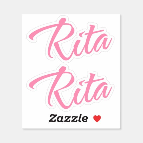 Rita name pink cursive x2 sticker