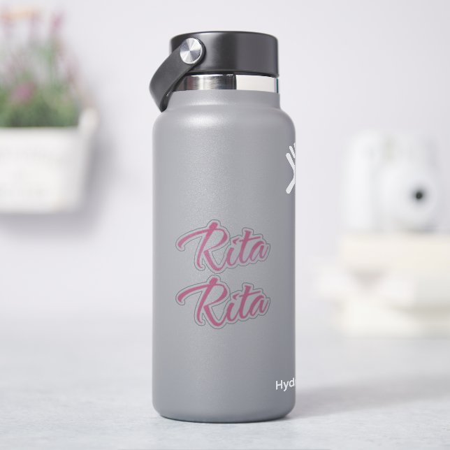 Rita◡̈ Rita name pink cursive x2 sticker | Zazzle