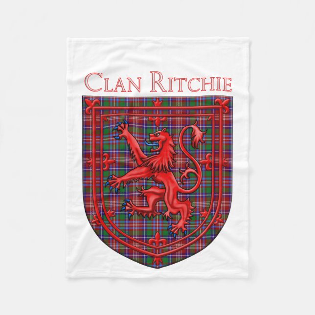 Ritchie Tartan Scottish Plaid Lion Rampant Fleece Blanket (Front)