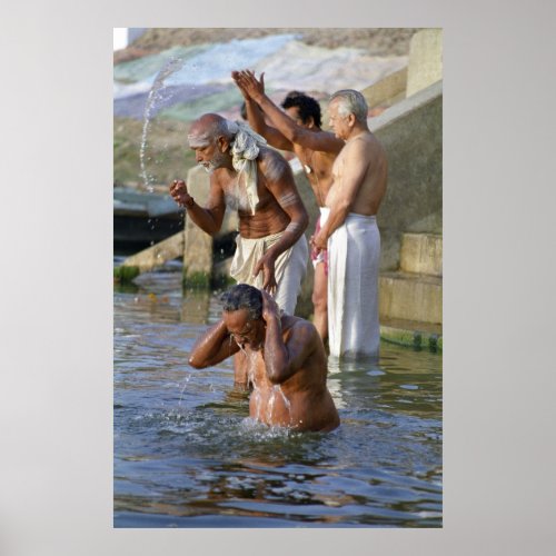Ritual Bath in River Ganges Varanasi India Poster