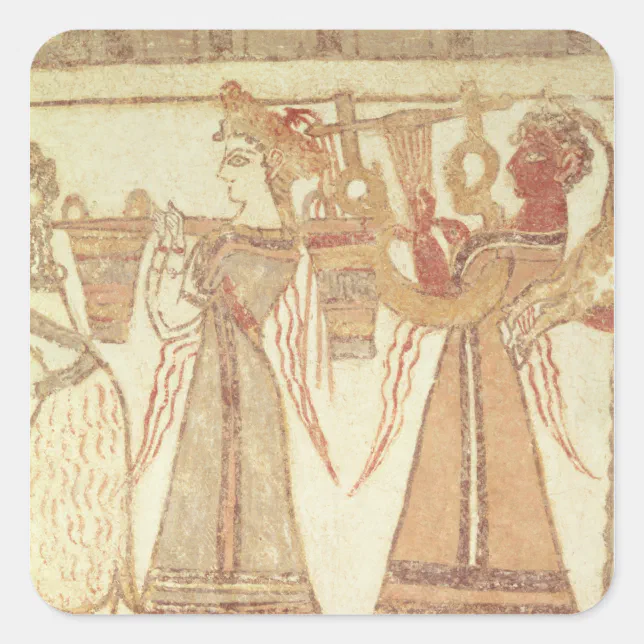 Ritual scene of worship square sticker | Zazzle