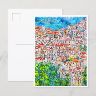 Rivello Basilicata Italy travel watercolor Postcard