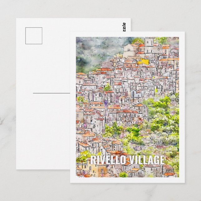 Rivello Village Italy Travel Place Watercolor Postcard (Front/Back)
