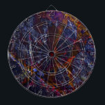 Riven Dart Board<br><div class="desc">Riven means "split or crack (wood or stone)". This colorful abstract is embedded with deep blue hues with touches of bright colors. All nestled in bold cracks and gritty textures. A favorite among any abstract art enthusiasts. Makes an excellent gift too!</div>