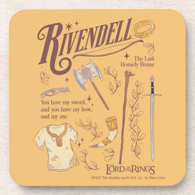 RIVENDELL™ Watercolor Collage Graphic Beverage Coaster (Front)
