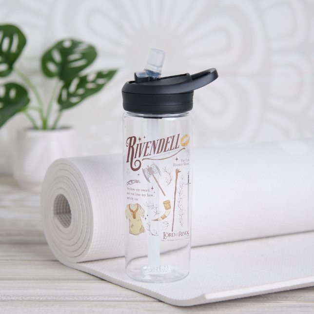 RIVENDELL™ Watercolor Collage Graphic Water Bottle (Yoga)