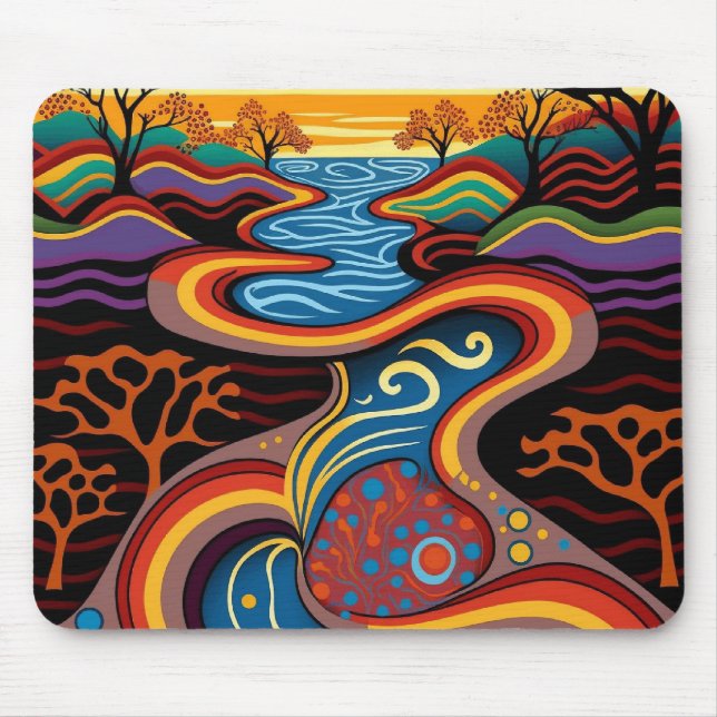 River, Aboriginal, dreamtime. Mouse Pad (Front)