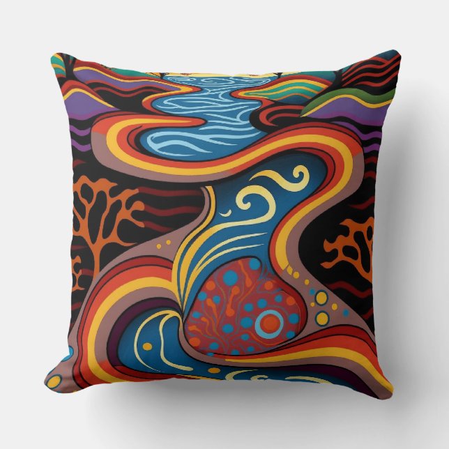 River, Aboriginal, dreamtime. Throw Pillow (Front)
