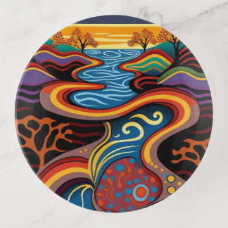 River, Aboriginal, dreamtime. Trinket Tray