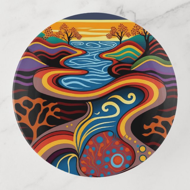 River, Aboriginal, dreamtime. Trinket Tray (Front)