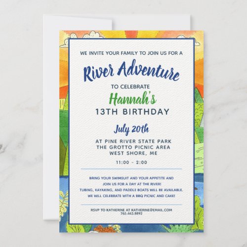 River Adventure Birthday Party Invitation