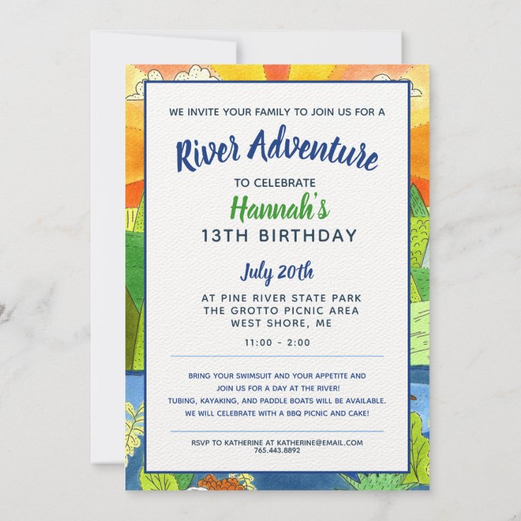 River Adventure Birthday Party Invitation Zazzle