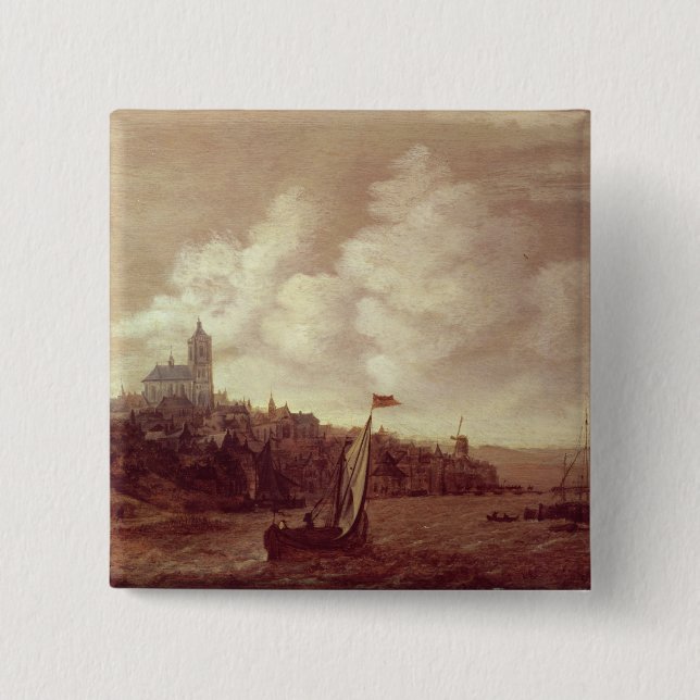 River and City Scene Button (Front)