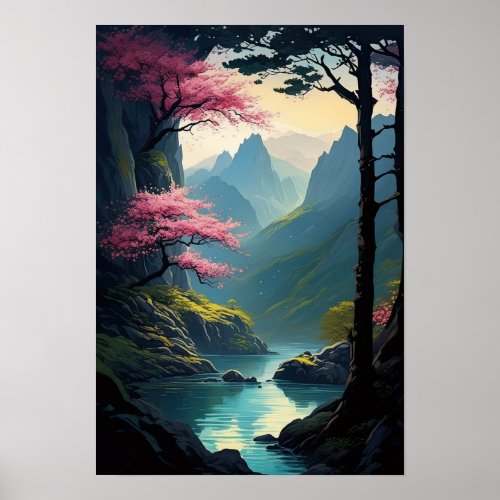 River and Cliffs in Captivating Canyon Poster