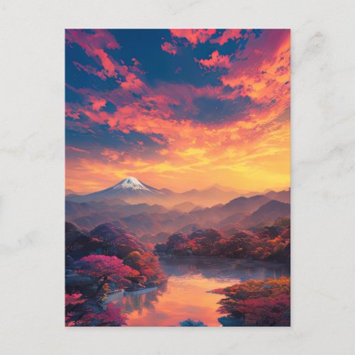 River and Majestic Mountains at Sunset Postcard