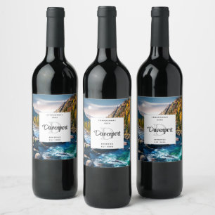 River and Mountains Photo Monogram Wine Making Wine Label
