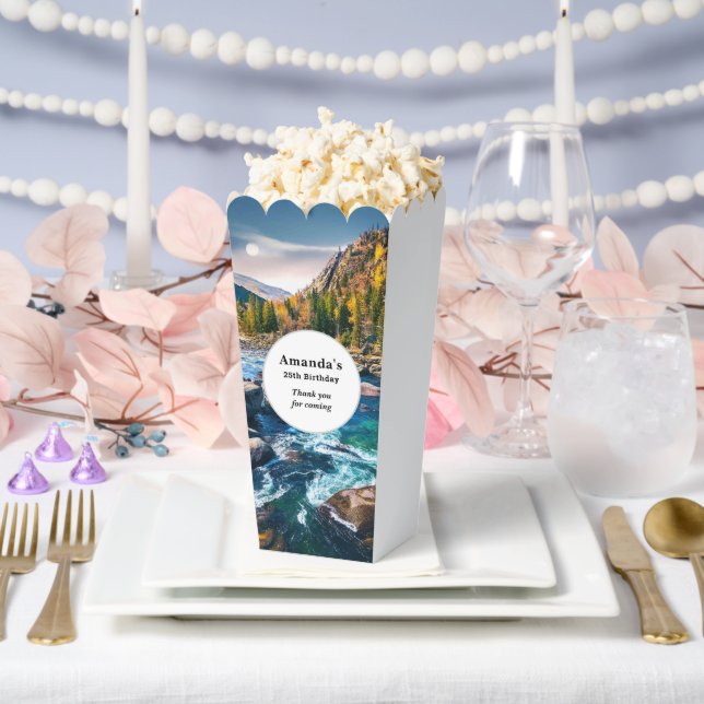 River and Mountains Scenic Birthday Thank You Favor Boxes (Wedding)