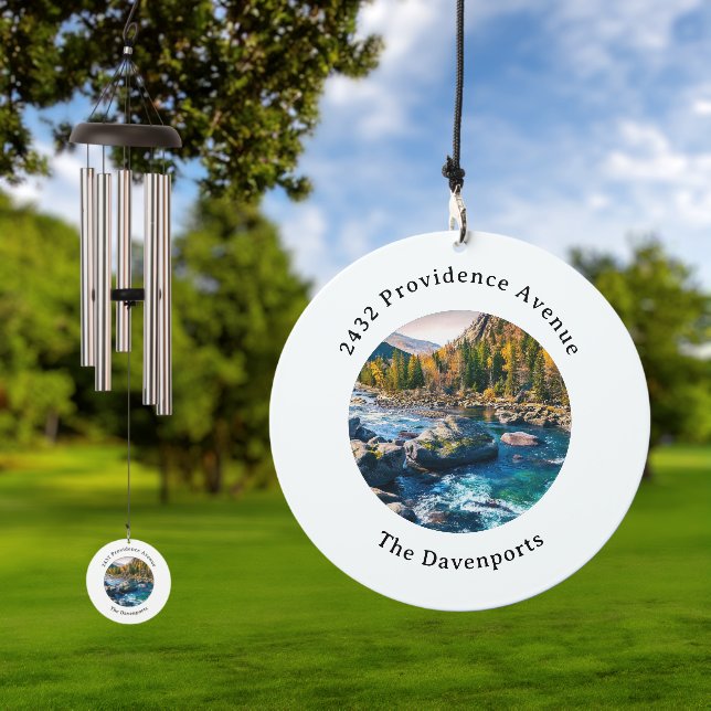 River and Mountains Scenic Photo Address Wind Chime (Outdoor)