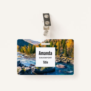 River and Mountains Scenic Photo Badge