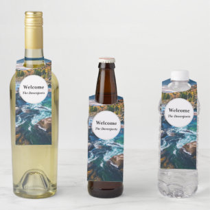 River and Mountains Scenic Photo Bottle Hanger Tag