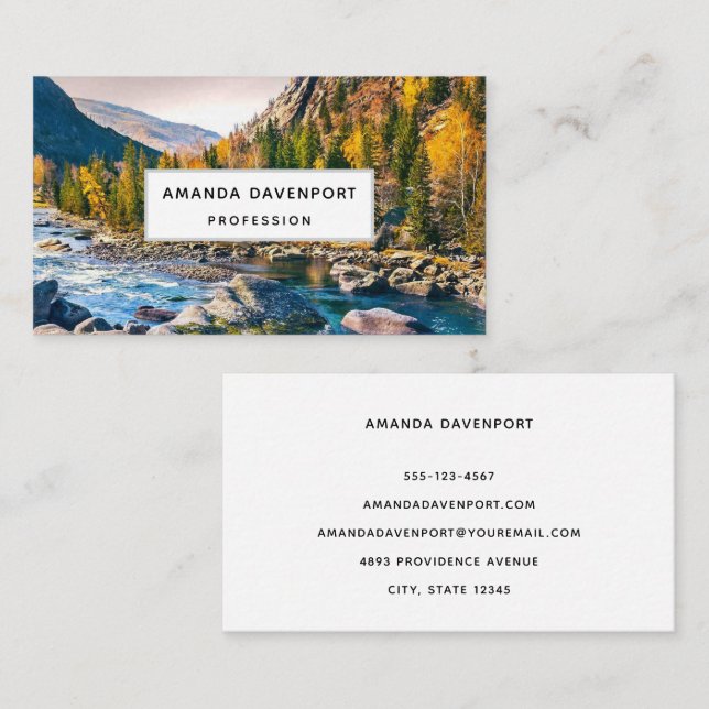 River and Mountains Scenic Photo Business Card (Front/Back)