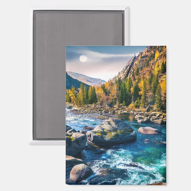 River and Mountains Scenic Photo Magnet (Front/Back)