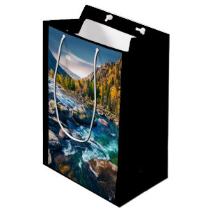 River and Mountains Scenic Photo Medium Gift Bag