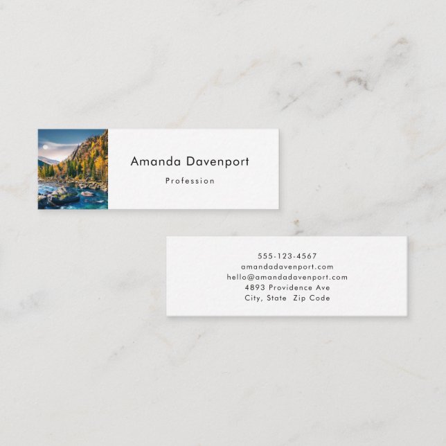 River and Mountains Scenic Photo Mini Business Card (Front/Back)