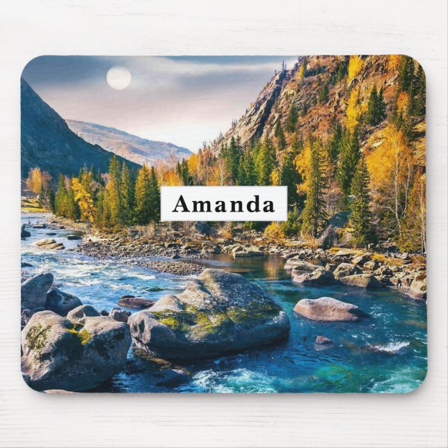 River and Mountains Scenic Photo Mouse Pad (Front)