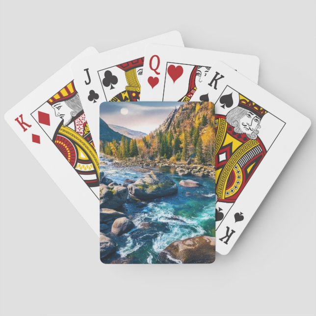 River and Mountains Scenic Photo Poker Cards (Back)