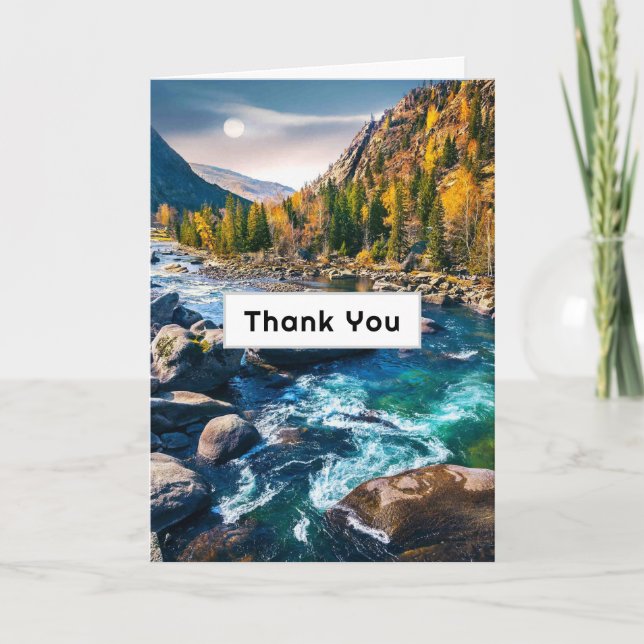 River and Mountains Scenic Photo Thank You Card (Front)