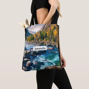 River and Mountains Scenic Photo Tote Bag
