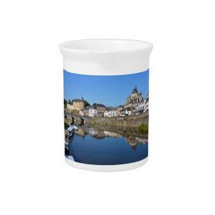 River at Mayenne in France Pitcher