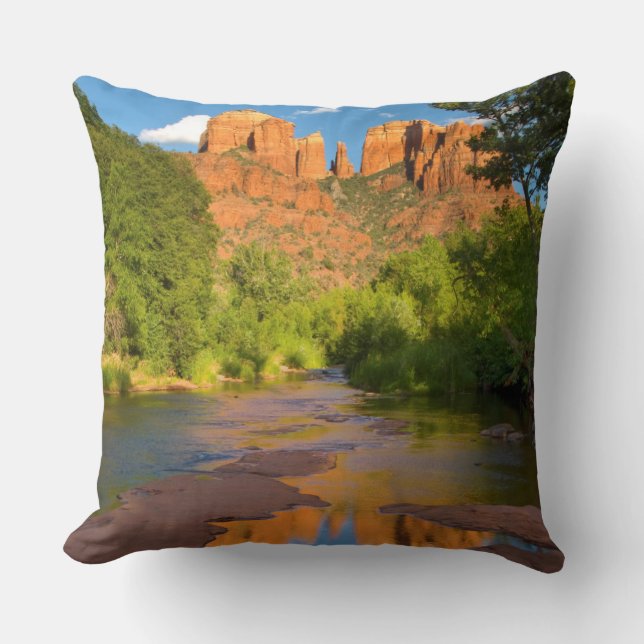 River at Red Rock Crossing, Arizona Throw Pillow (Front)